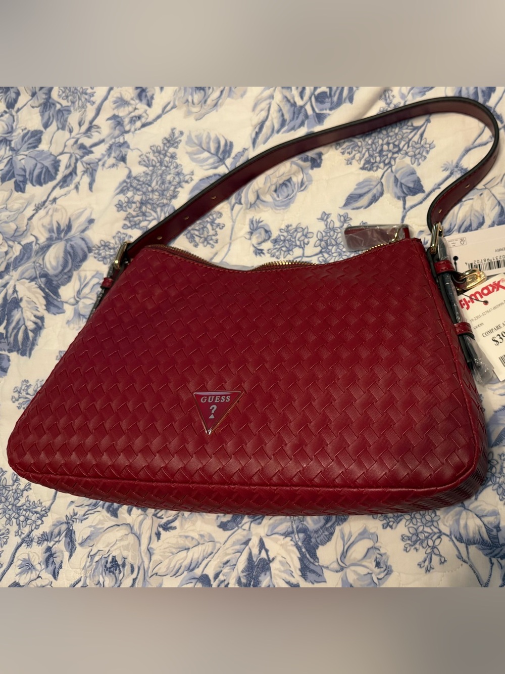 NWT Guess by Marciano Woven Crimson Shoulder Bag